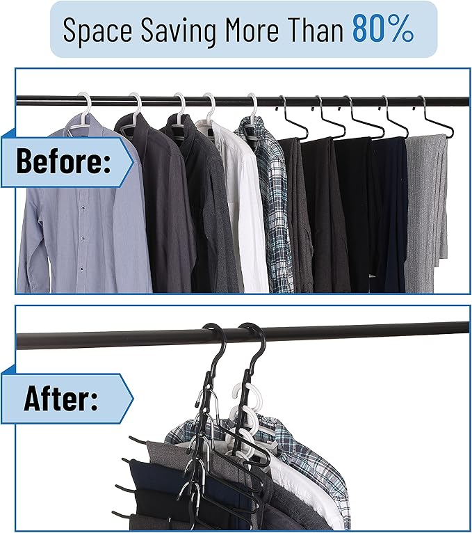 Mr. Pen- Space Saving Hangers, 8 pcs, 360° Rotating Hooks, Magic Cascading Hanger Organizer with 5 Enclosed Slots, Closet Organizers and Storage for Clothes, College Dorm Room Essentials