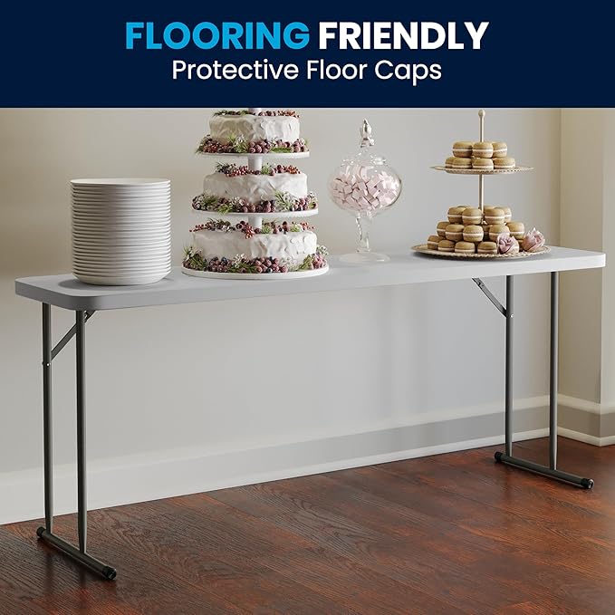 Flash Furniture Kathryn 6' Rectangular Plastic Folding Table, Long Plastic Foldable Table for Indoor/Outdoor Events, White