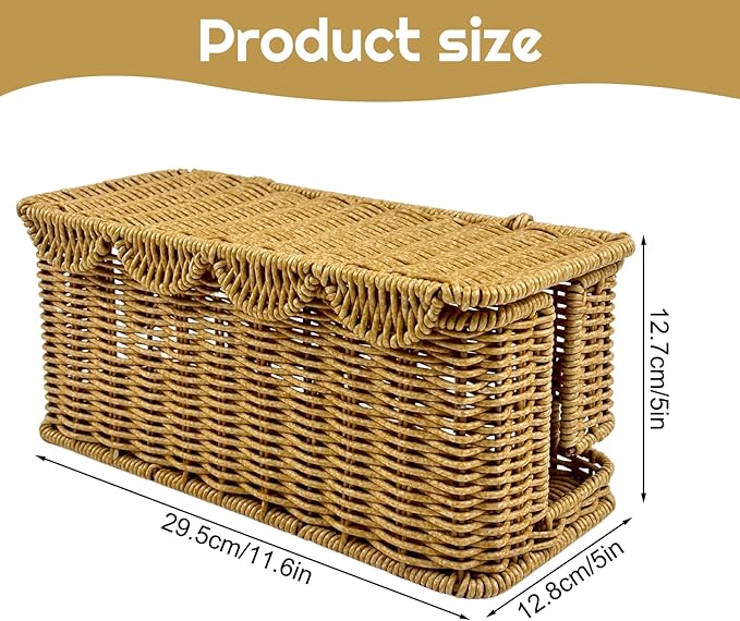 Scalloped Edge Handmade Cable Management Box, Elegant Plastic Rattan Cable Organizer, 2 Open Slots Sturdy Cord Hider Box, Under Desk Cord Organizer for Home TV Wires Computer Router USB Hub Strip (1)