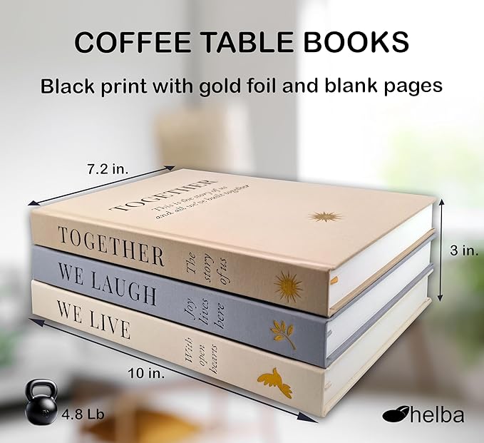 Decorative Linen Book Set – Neutral Coffee Table Books for Home Decor, Family-Themed Faux Books with Blank Pages – Modern Shelf Styling & Bookshelf Decor (Set of 3)