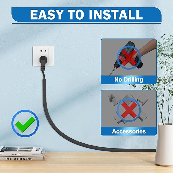 UOMTFAI Wall Cord Hider 39 Inch - Self-Adhesive Wire Cover Raceway for Walls, Flexible PVC Cable Concealer for Home and Office, W0.59 H0.39in - Black