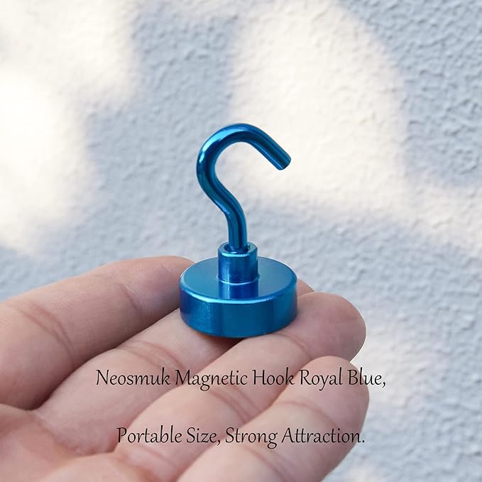 Neosmuk Magnetic Hooks, Heavy Duty 40lb+ Strong Magnet Hook for Cruise Cabins, Cruise Essentials 2026 for Hanging, Metal Wall Refrigerator Hangers (Blue, 10 Pack)
