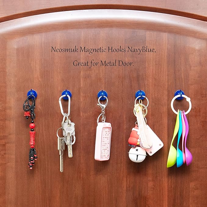 Neosmuk Magnetic Hooks, Heavy Duty 40lb+ Strong Magnet Hook for Cruise Cabins, Cruise Essentials 2026 for Hanging, Metal Wall Refrigerator Hangers (Navyblue, 10 Pack)