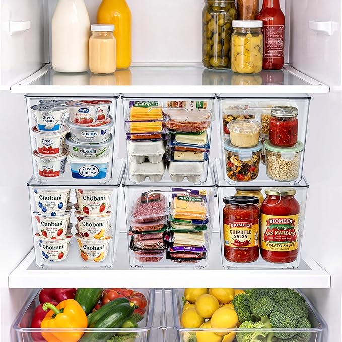 Sorbus Clear Storage Bins, 10 Pack X-Large Organization Bins with Handles – Clear Storage Containers for Storage, Pantry, Fridge, Cabinet, Closet & Kitchen Organization – BPA-Free Plastic