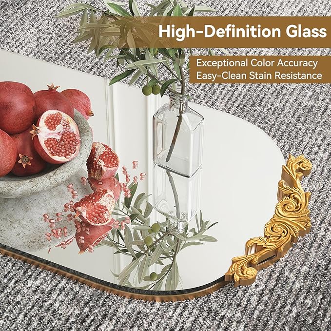Arched Full Length Mirror, 63"X20" Vintage Floor Mirror, Baroque Full Body Mirrors with Art Carved, Free Standing Leaning or Wall-Mounted Mirrors for Bedroom, Living Room, Entryway,Gold