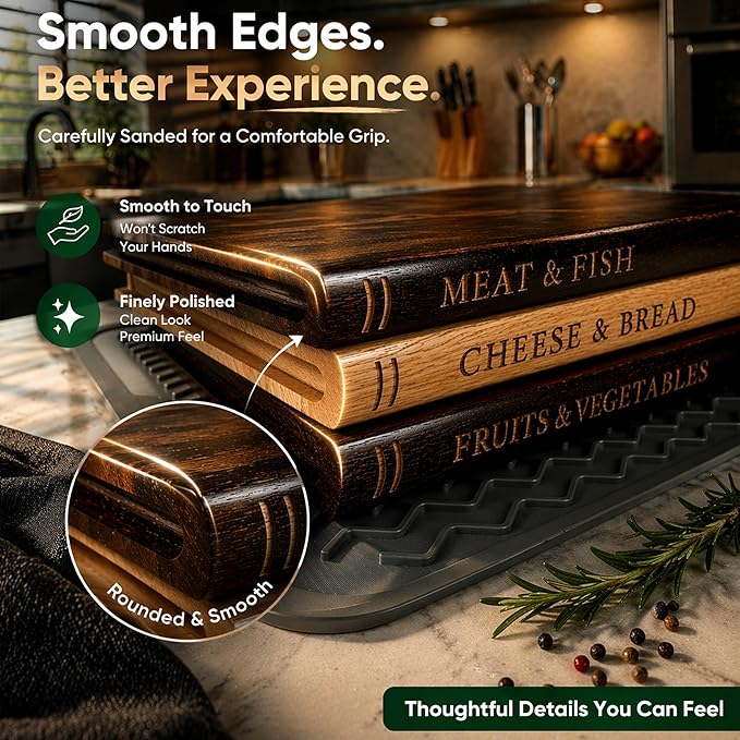 Acacia Wood Book Cutting Board Set with Stand, Wooden Cutting Boards That Look Like Books for Hands-Free Recipe Viewing, Beginner Cooking, Breakfast Prep, Family Meals & Housewarming Gift