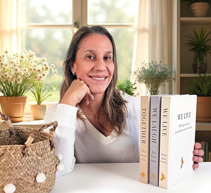 Decorative Linen Book Set – Neutral Coffee Table Books for Home Decor, Family-Themed Faux Books with Blank Pages – Modern Shelf Styling & Bookshelf Decor (Set of 3)