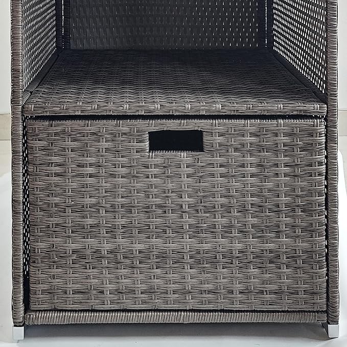 Outsunny Valet Pool Towel Rack, Waterproof PE Plastic Rattan Wicker Storage Organizer, Indoor Outdoor Spa, and Hot Tub Accessory Storage, 2 Shelves, 1 Basket Drawer, Mixed Gray