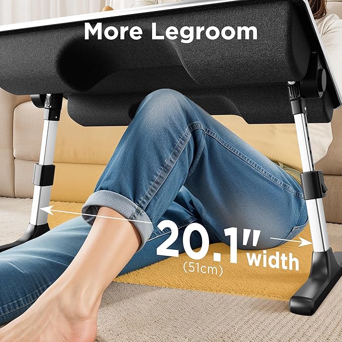 FoldWise 2-in-1 Lap & Bed Desk with Soft Cushions - Adjustable Height & Angle, Foldable Laptop Stand for Bed & Couch - Wrist Rest, iPad Holder, Stopper & Non-Slip Leather - Bed Table for Adults & Kids