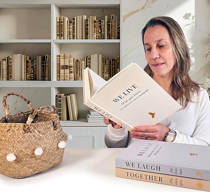 Decorative Linen Book Set – Neutral Coffee Table Books for Home Decor, Family-Themed Faux Books with Blank Pages – Modern Shelf Styling & Bookshelf Decor (Set of 3)