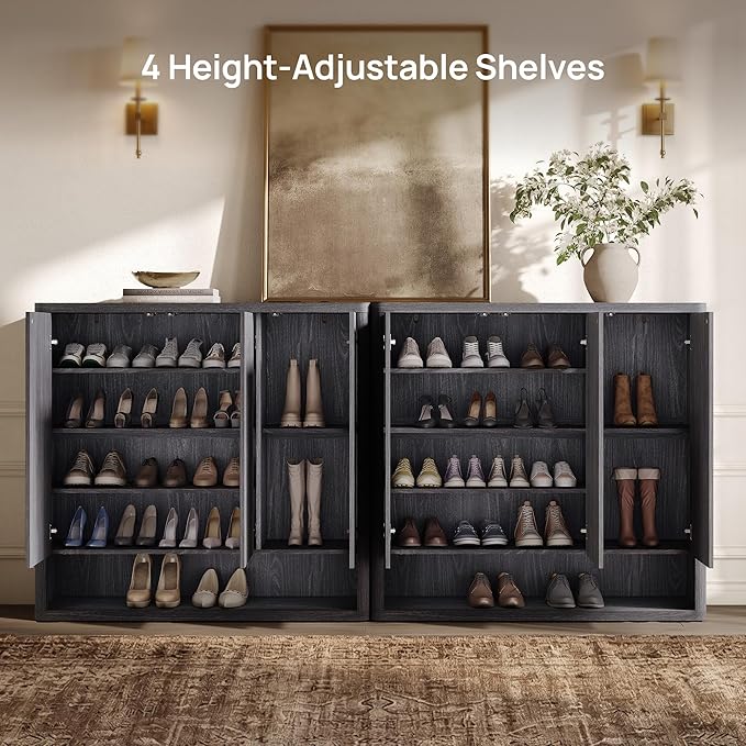 SICOTAS Shoe Cabinet 94.4" Wide Freestanding Hidden Shoe Storage Cabinet with 6 Doors & 8 Adjustable Shelves Tall Modern Shoes Rack Organizer Cabinets Storage for Entryway Hallway Living Room Entrance