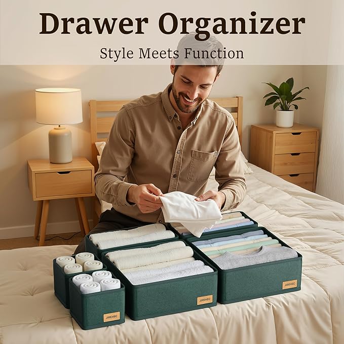 Clothes Organizer, Transform Your Drawers in Seconds - Cream Set of 6 Foldable Storage Boxes with Zipper, Durable 600D Fabric, Includes Fragrance Sachets, Ideal for Underwear, Socks, Baby Clothes