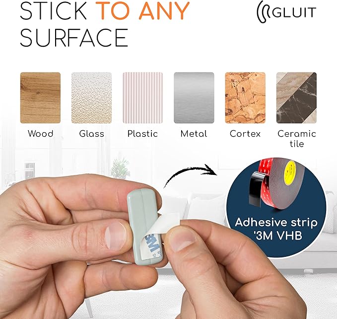 GLUIT Cord Organizer for Desk, Cable Holder for Nightstand, Charger Organizer, Adhesive Desktop Wire Clips, Multislot Cable Management, Table Organizer Accessories - 5 Pack, 15 Slots, Grey