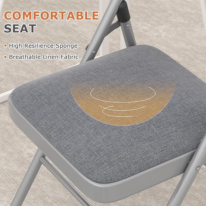 VECELO 5-Piece Folding Card Table Square and Chair Set with Collapsible Legs & Vinyl Upholstery,Portable for Indoor & Outdoor, Black & Dark Grey