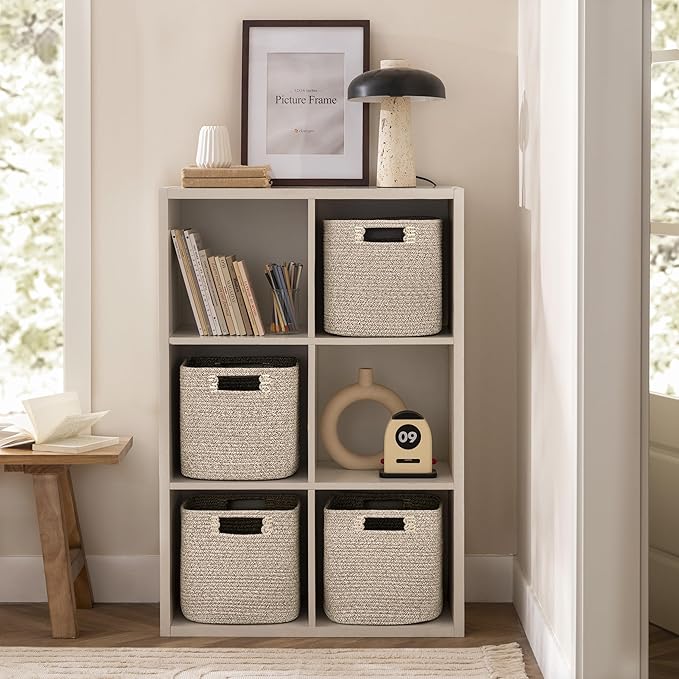 UBBCARE Storage Cubes 11 Inch, Cotton Rope Woven Baskets for Organizing, Cube Storage Bin for Baby Nursery, 2-Pack Square Toy Storage Baskets for Shleves Organizer, Closet, Kidsroom, All Browm