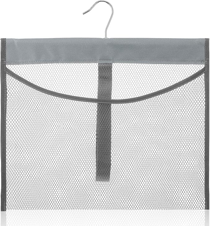 Mesh Shower Caddy Portable Shower Bag with Rotatable Hanger Quick Dry Hanging Toiletry Organizer Mesh Bath Toy Holder for Travel Gym Bathroom Dorm Essentials (Gray)