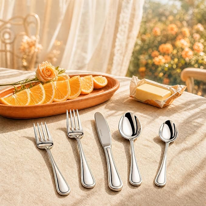 NICE KITCHEN Silverware Set for 12,60 Piece Heavy Duty Stainless Steel Flatware Set - Mirror Polished Cutlery Set,Dishwasher Safe Utensil Set with Knives Forks Spoons,Luster Series