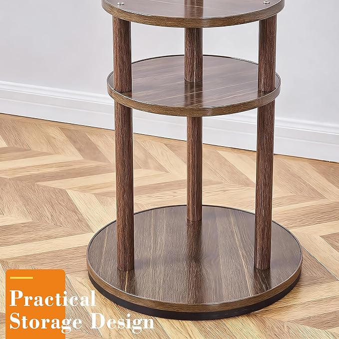 VECELO Coat Rack Freestanding, Entryway Hanger Stand, Umbrella Holder, Hall Tree With Hooks, Floor Standing Metal Tree Stand,Walnut