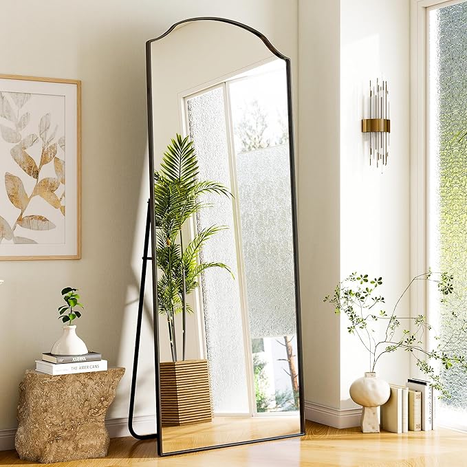 Full Length Mirror,30 x 71 Inch Leaning Full Body Mirrors with Stand，Floor Mirrors Full Length for Bedroom Living Room Leaning, Standing or Hanging Horizontally/Vertically Black