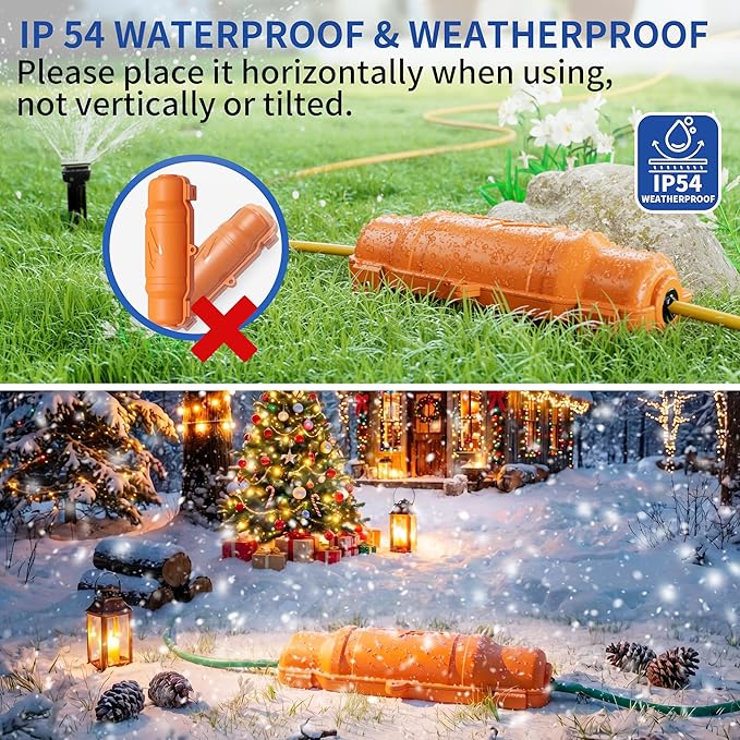 9 Pack Outdoor Extension Cord Safety Cover with Waterproof Seal IP54 Water-Resistant, Weatherproof Electrical Connection Box with 2 Latches, Plug, Socket, Holiday Decoration Light, Orange