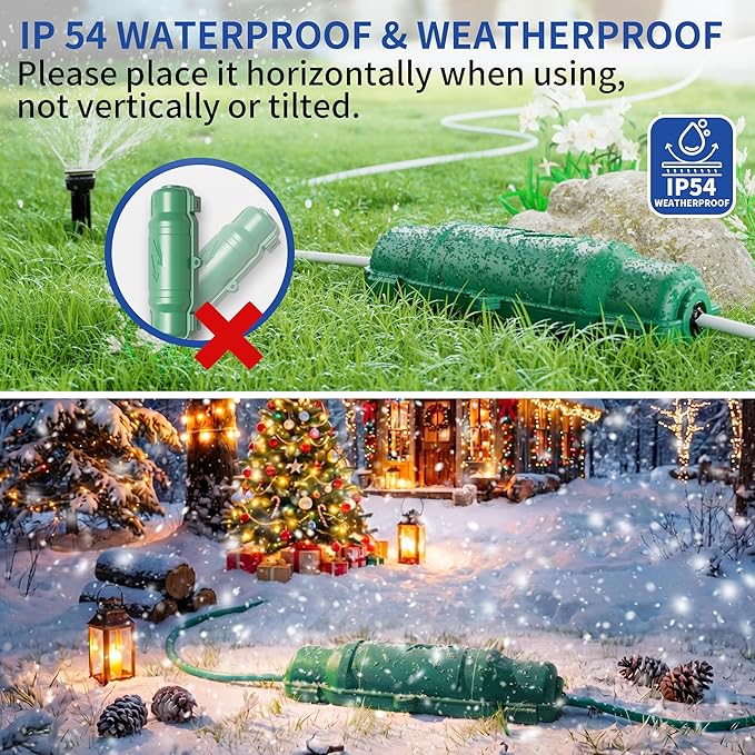 6 Pack Outdoor Extension Cord Safety Cover with Waterproof Seal IP54 Water-Resistant, Weatherproof Electrical Connection Box with 2 Latches, Plug, Socket, Holiday Decoration Light,Green