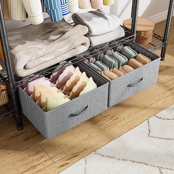 Golpart Coat Rack Clothes Wardrobe：Closet Organizer and Storage Clothing Garment Rack with Shelves Heavy Duty for Hanging Clothes Portable Adjustable Black 15.8" DX61 WX76.5 H