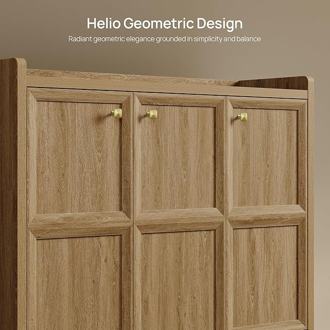 SICOTAS Shoe Storage Cabinet for Entryway, 47.6" Wide 6-Tier Extra Large with 3 Doors, Holds up to 30 Pairs, Adjustable Shelves Shoes Rack Organizer for Hallway, Brown Oak