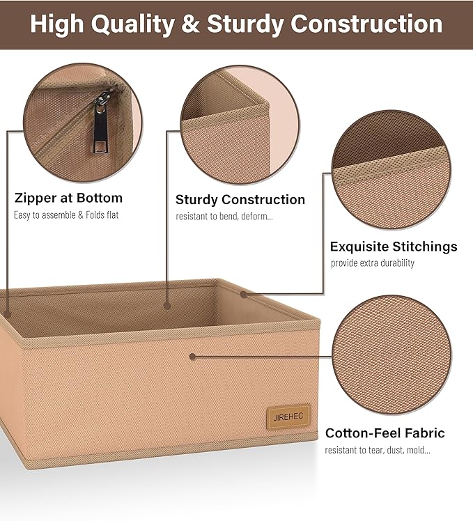 Clothes Organizer, Transform Your Drawers in Seconds - Cream Set of 6 Foldable Storage Boxes with Zipper, Durable 600D Fabric, Includes Fragrance Sachets, Ideal for Underwear, Socks, Baby Clothes