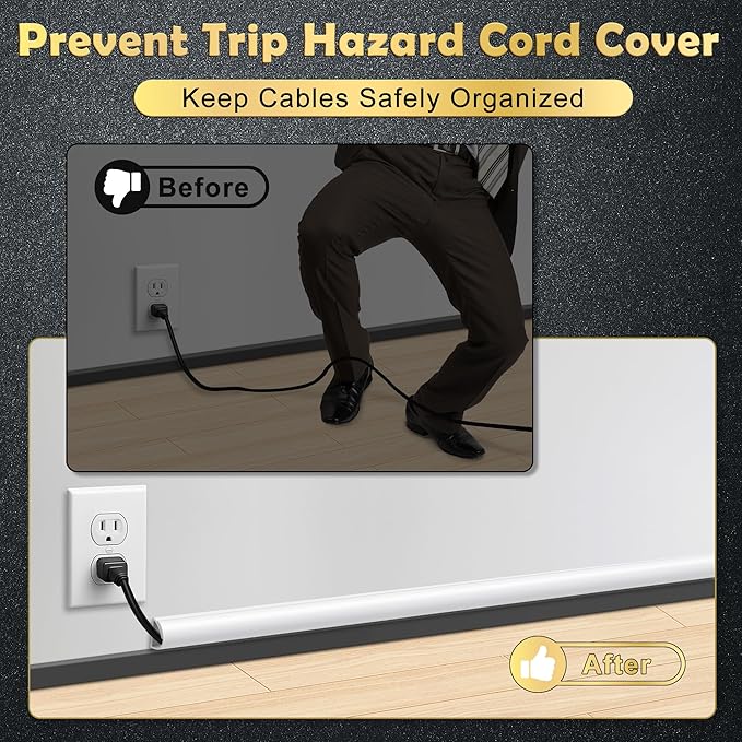 118in Cord Hider for Wall, Hide TV Wires, Self-Adhesive Silicone Cord Covers for Wires on Wall, White Cable Raceway Kit, Paintable Cable Hider Flush to Wall Design in Home Office, 0.7" W0.4 H