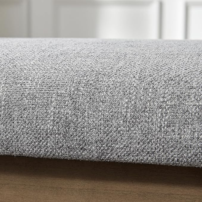 Zihanhome Entryway Bench, Chenille Upholstered Shoe Benches for Bedroom, Ottoman Benches with Solid Wood Shelf, Storage Bench for Hallway, Living Room(Grey)