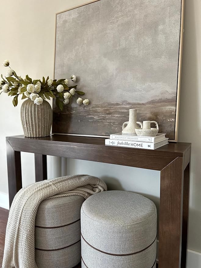 Plank+Beam Modern 46 Inch Console Table, Solid Pine Wood Entryway Table, Narrow Sofa Table for Hallway or Living Room, Walnut